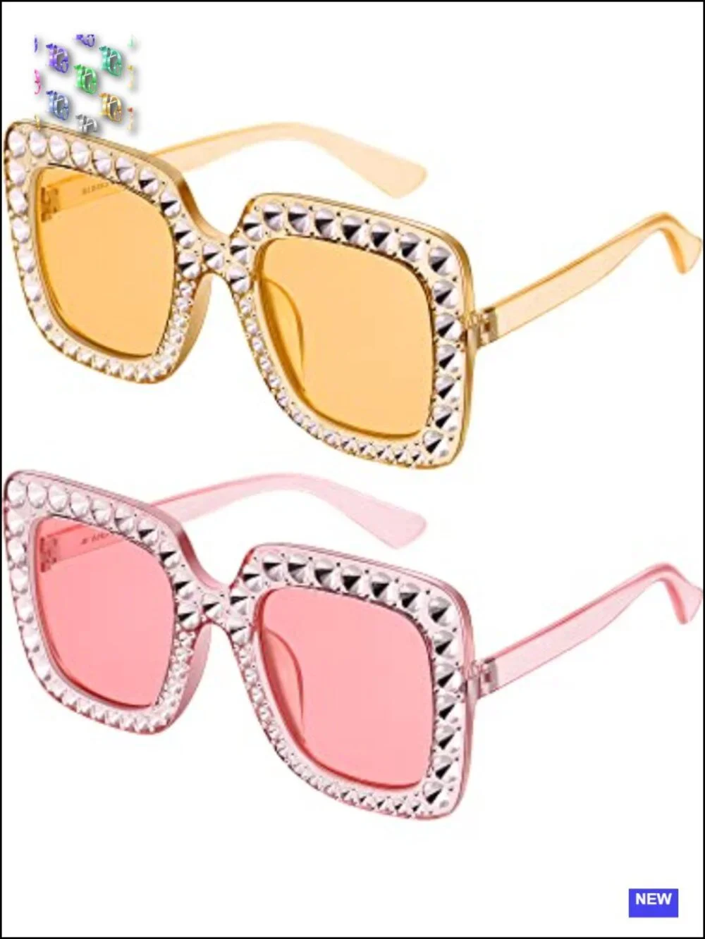 Retro Oversize Square Sunglasses for Women - 2 Pack
